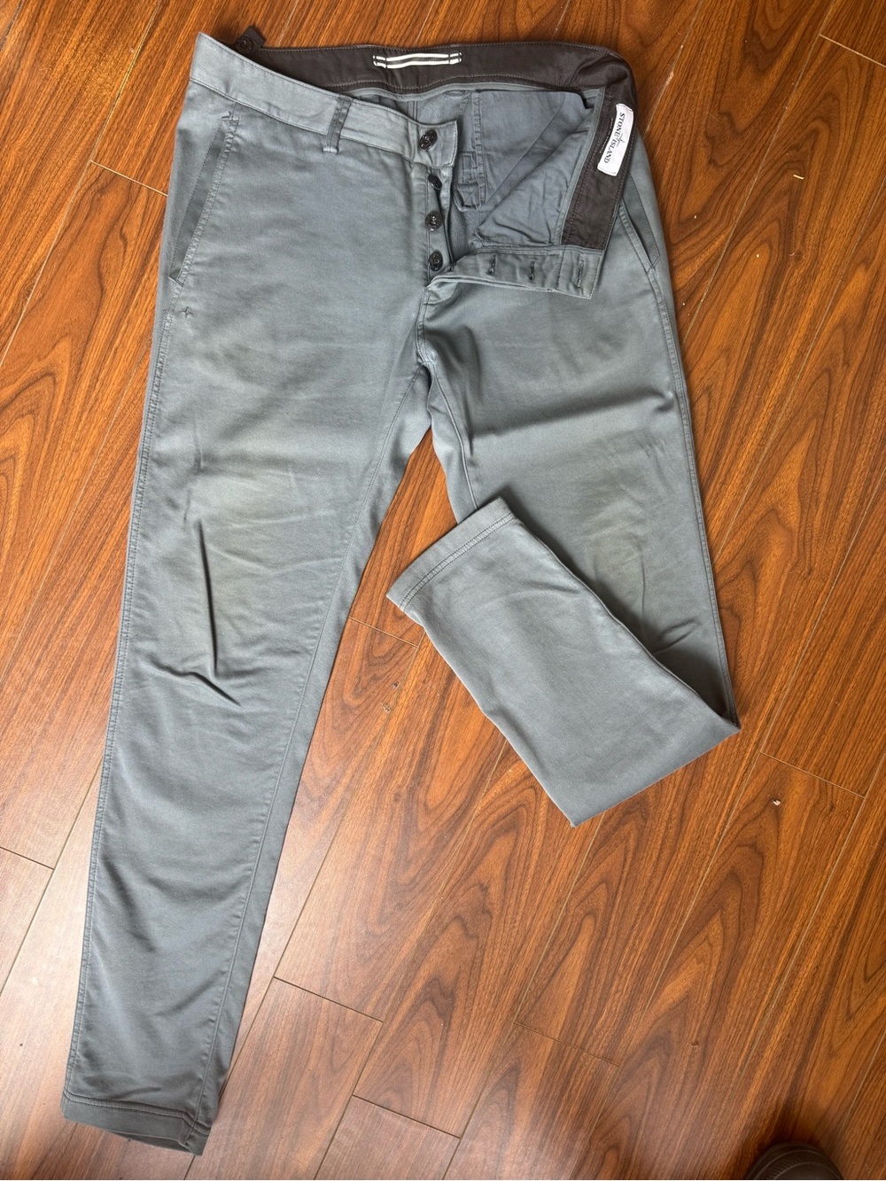 Stone Island Men’s Grey Stretch Cotton Chino Pants Size 34 Made in Romania